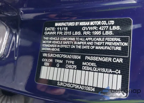 2019 Infiniti Qx30 Luxe z USA, uszkodzony, nr VIN SJKCH5CP5KA010934